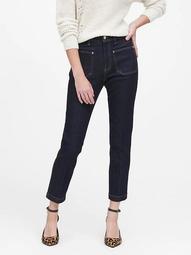 High-Rise Straight-Fit Patch Pocket Jean