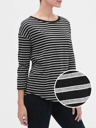 Relaxed Long Sleeve Stripe Boatneck T-Shirt