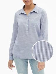 Long-Sleeve Stripe Popover Shirt