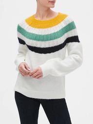Stripe Yoke Crewneck Sweater
