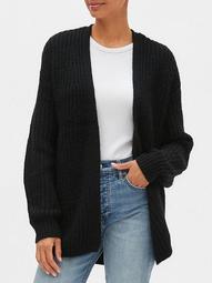 Ribbed Open-Front Cardigan Sweater