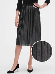 Metallic Pleated A-Line Skirt