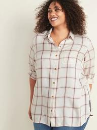 Drapey Flannel No-Peek Plus-Size Tunic Shirt
