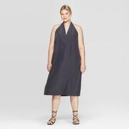 Women's Plus Size Sleeveless Deep V-Neck Back Twisted Midi Dress - Prologue™