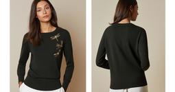 Embroidered dragonfly sweater