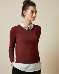 Sparkle collar mock layer sweater