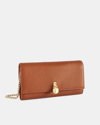 Leather padlock cross body matinee purse