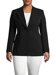 Contrast-Stitched Long-Sleeve Jacket