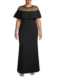 Plus Embellished Illusion Off-The-Shoulder Gown