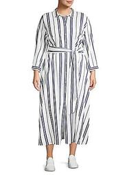 Plus Valiant Striped Belted Shirtdress