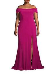 Plus Off-The-Shoulder Evening Gown