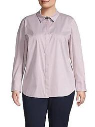 Plus Striped Cotton-Blend Shirt