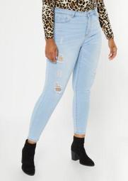 Plus Light Wash High Waisted Ripped Jeggings