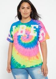 Plus Neon Rainbow Tie Dye Vibes Graphic Tee