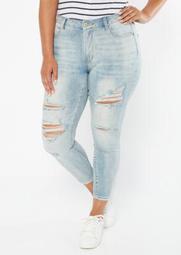 Plus Ultimate Stretch Light Wash Curvy Ankle Jeans