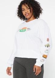 Plus White Central Perk Long Sleeve Graphic Tee