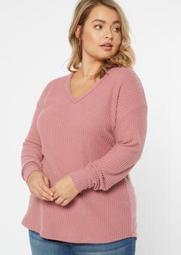 Plus Pink V Neck Tunic Top