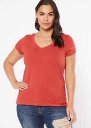 Plus Red V Neck Essential Tee