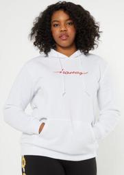 Plus White Honey Embroidered Hoodie