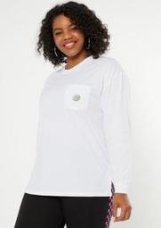 Plus White Donut Embroidered Tee