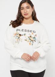 Plus White Blessed Cherub Graphic Pullover