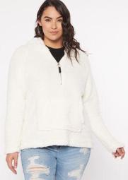 Plus Ivory Sherpa Half Zip Pullover