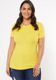 Plus Yellow Super Soft Ribbed Knit Tee