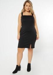 Plus Black Sleeveless Overall Dress