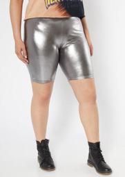 Plus Silver Metallic Bike Shorts