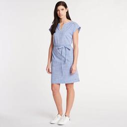 Embroidered Chambray Shift Dress
