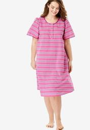 Short Seersucker Henley Nightgown by Dreams & Co.®