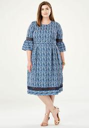 Crochet Bell Sleeve Fit & Flare Dress