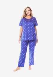 Lace-Trim Tee Pajama Set by Dreams & Co.®