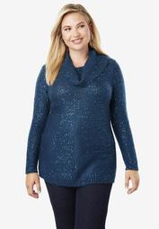Sequin Cowl Neck Sweater