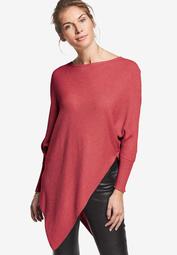 Lightweight Ribbed Poncho Sweater by ellos®