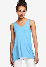 Lace-Up Back Tunic Tank by ellos®