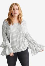 Tiered Flounce Sleeve Top by ellos®