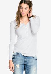 Ribbed Henley Knit Top by ellos®
