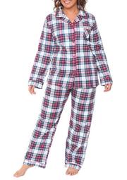 Plus Size 2 Piece Flannel Pajama Set