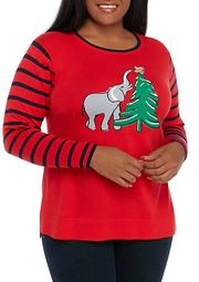 Plus Size Long Sleeve Intarsia Sweater