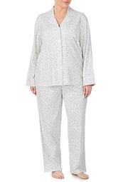 Plus Size Long Sleeve Cotton Knit Pajama Set
