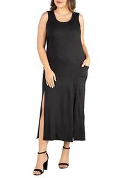 Plus Size Sleeveless Maxi Dress with Pockets and Slits