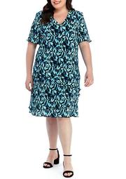 Plus Size Tiered Printed Dress