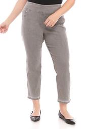 Plus Size Silver Bells Pull On Stretch Ankle Pants with Embellishments