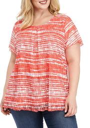 Plus Size Printed Inverted Pleat Top