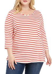 Plus Size 3/4 Sleeve Side Ruch Top
