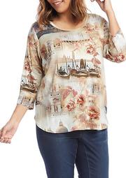 Plus Size Women's Shirttail Italian Montage T-Shirt