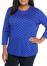 Plus Size 3/4 Sleeve Country Dot T Shirt