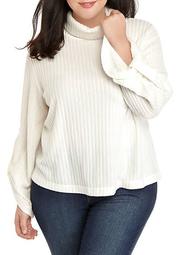 Plus Size Ribbed Hacci Turtleneck Sweater
