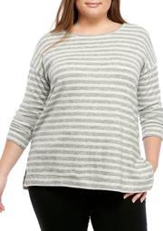 Plus Size Long Sleeve Hacci Pullover